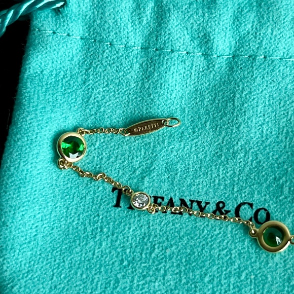 SOLD Tiffany & Co. Tsavorite Diamond Color by the Yard Bracelet 18k Yellow Gold - Picture 6 of 6